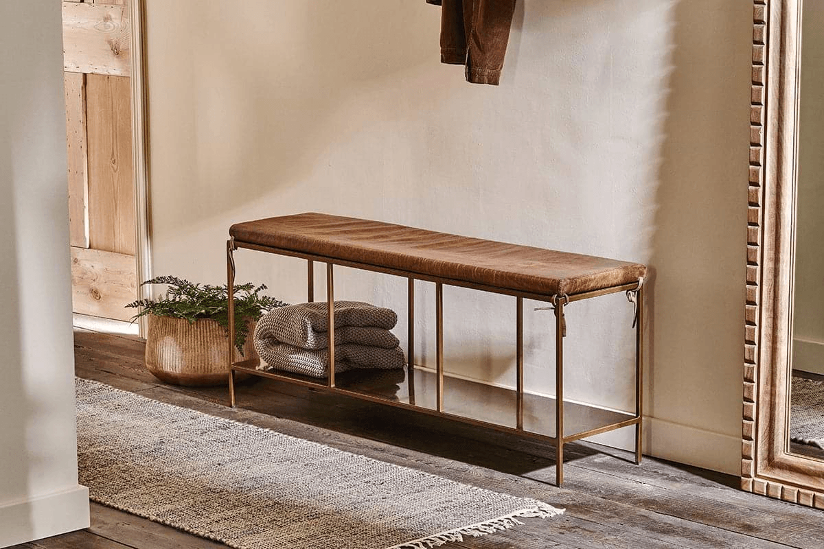 Nkuku - Mahi Iron & Leather Bench