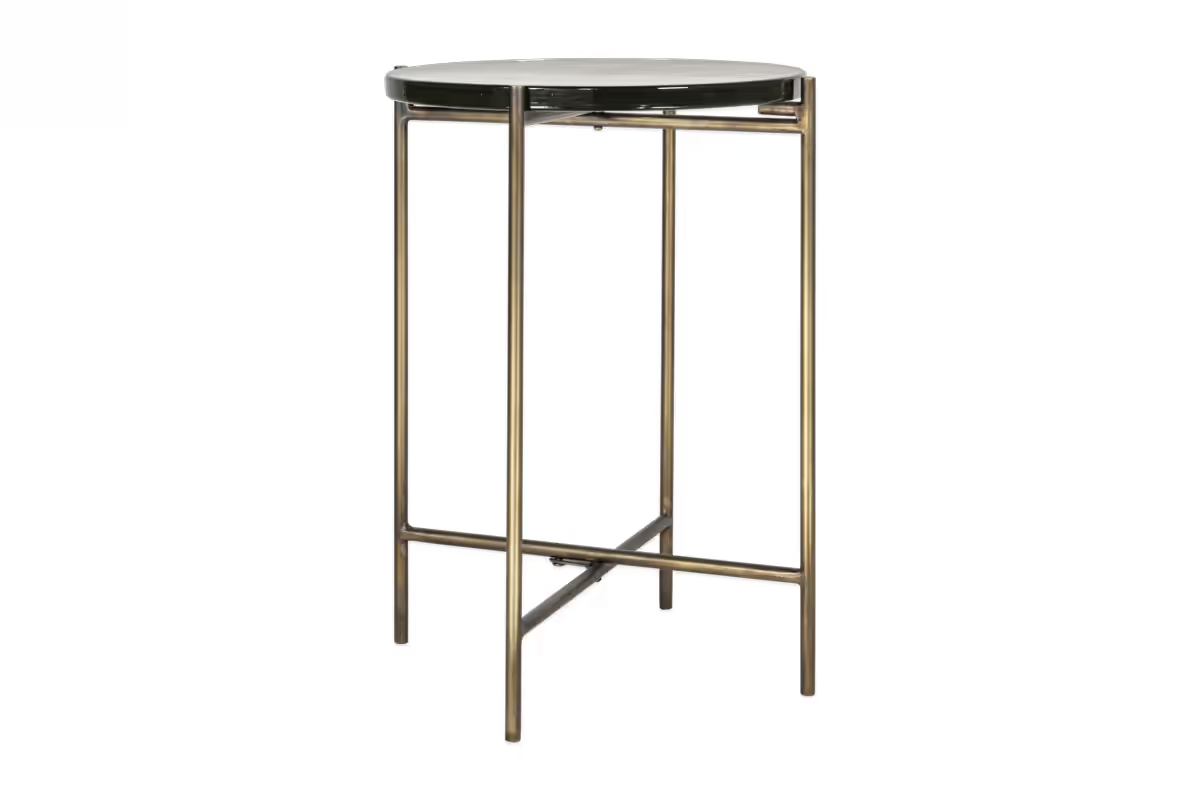 Nkuku - Aluva Glass Side Table - Clear & Antique Brass