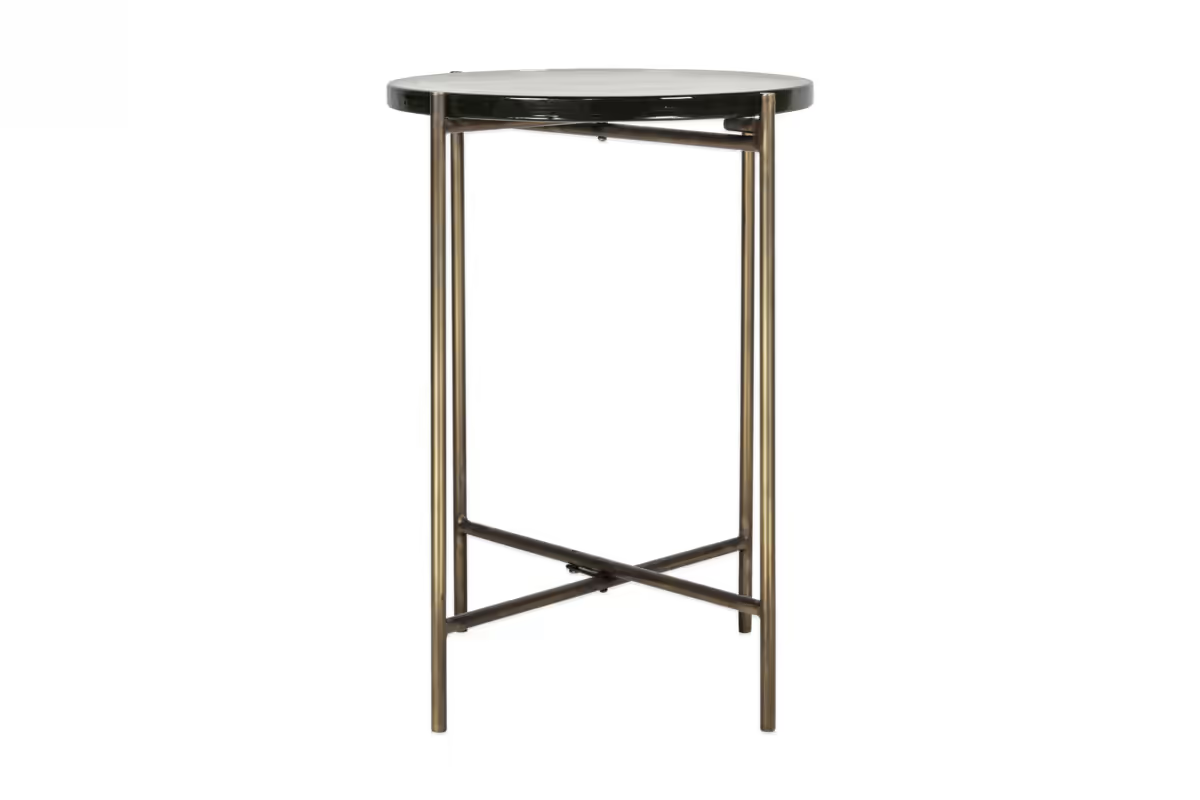 Nkuku - Aluva Glass Side Table - Clear & Antique Brass