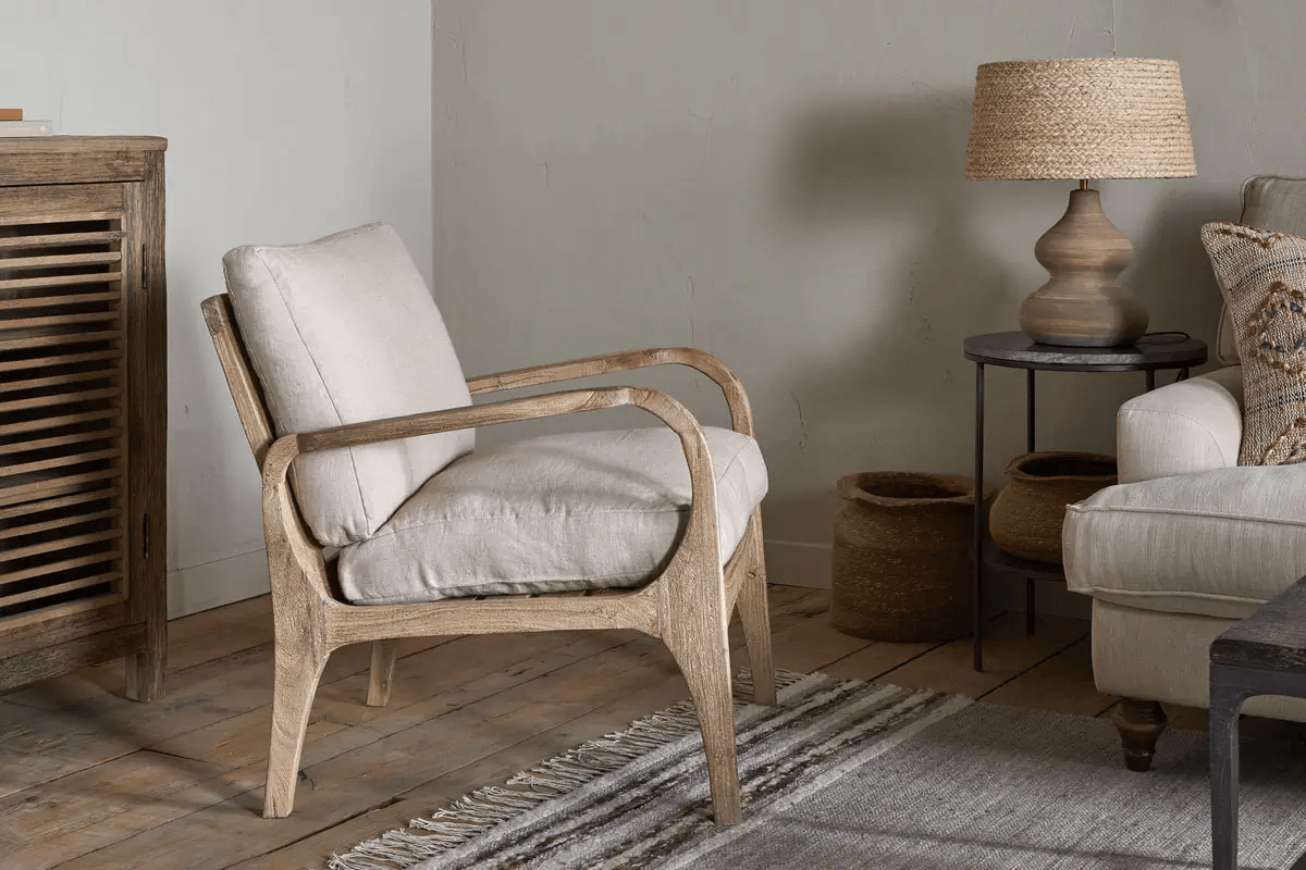 Nkuku - Jaya Acacia Wood & Linen Occasional Chair - Natural
