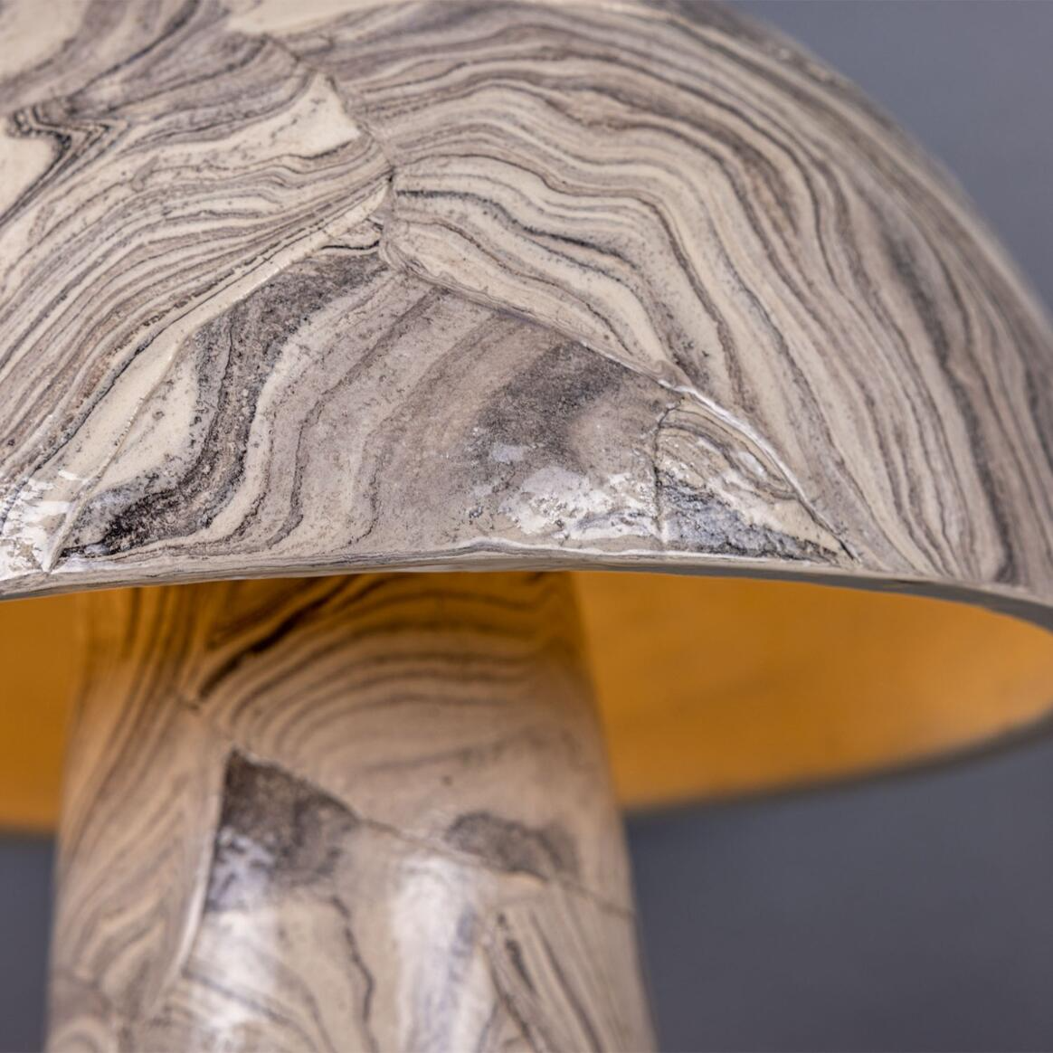 Mullan Amanita Large Marbled Ceramic Mushroom Table Lamp - Powder Coated Matte Black