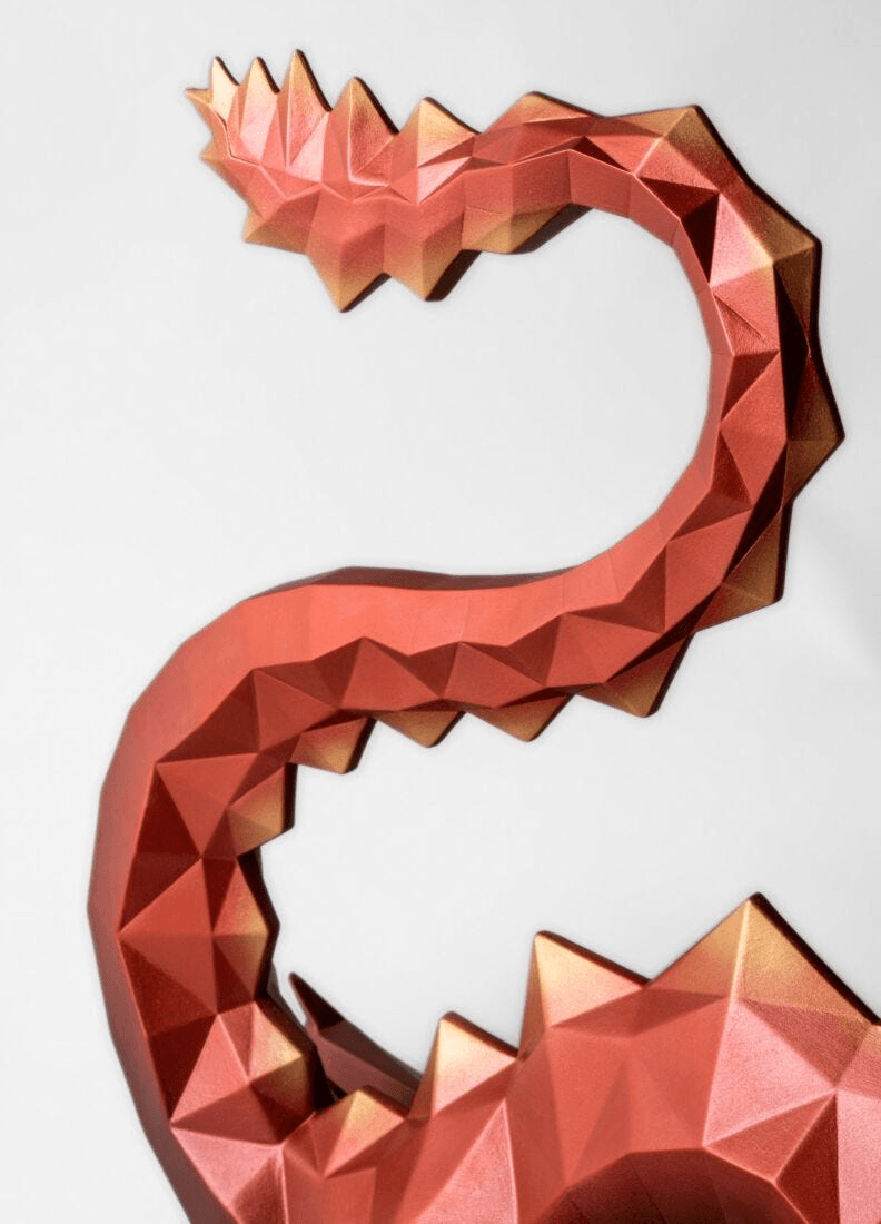 Lladró - Dragon Sculpture - Limited Edition intricate porcelain design with unique geometric shapes in vibrant colors.