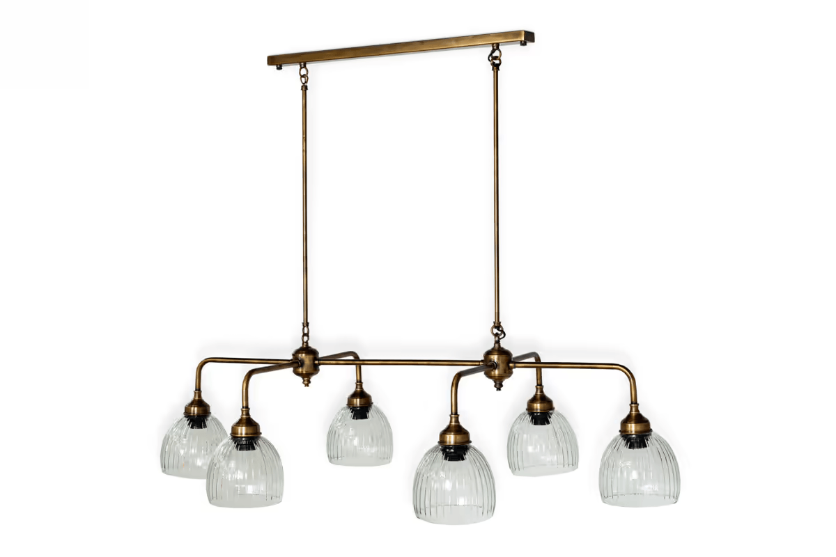Nkuku - Kakira Chandelier Pendant - Antique Brass & Clear
