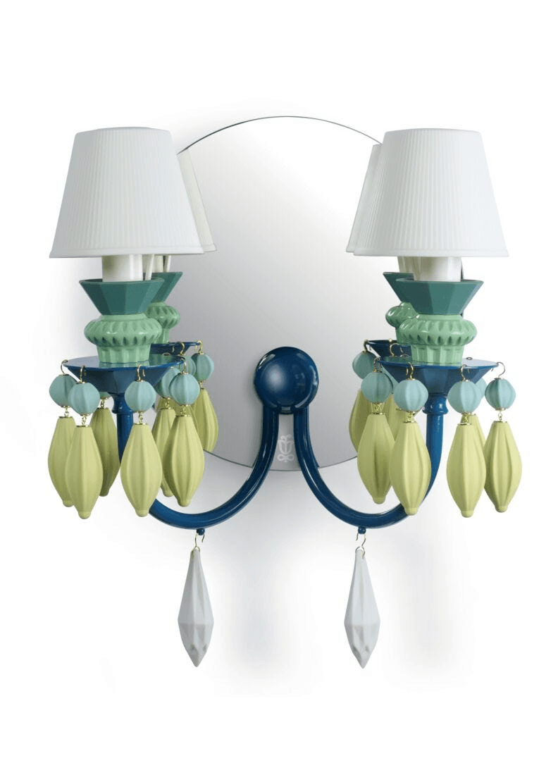 Lladró - Belle de Nuit 2 Lights Wall Sconce - Green featuring elegant porcelain design with decorative elements.