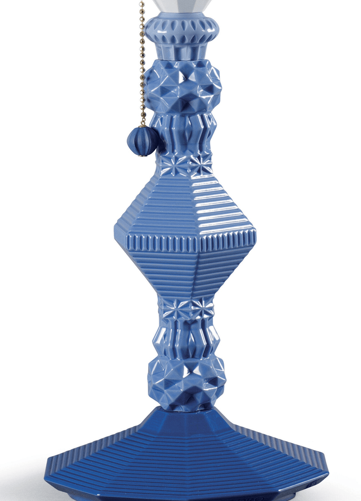 Lladró - Belle de Nuit Table lamp - Blue in Lladro porcelain, featuring a striking geometric decorative stem.