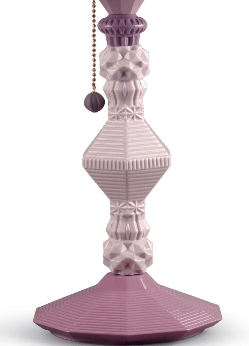 Lladró - Belle de Nuit Table lamp - Pink, decorative porcelain lamp with geometric design.