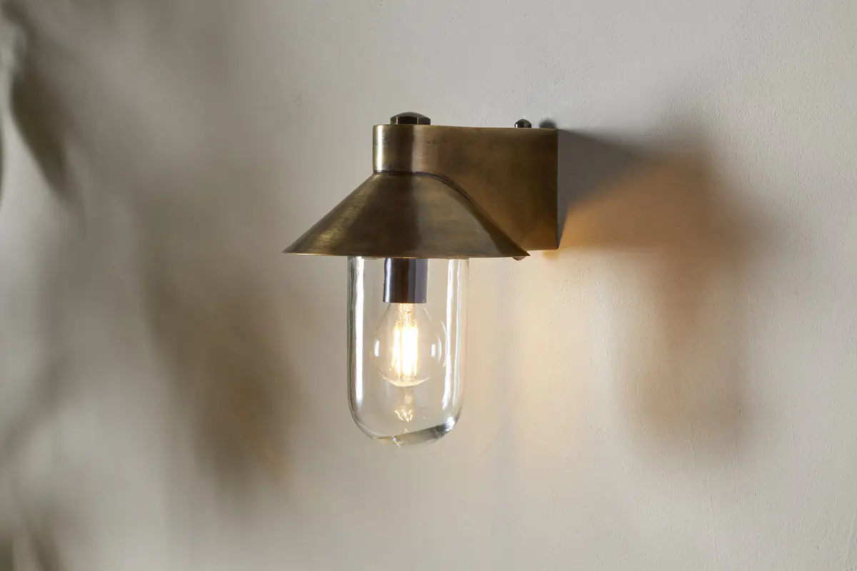 Nkuku - Singa Outdoor Wall Lamp - Antique Brass