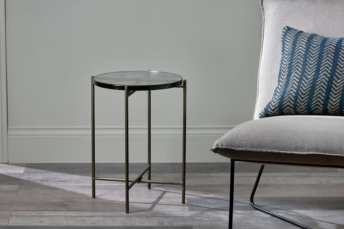 Nkuku - Aluva Glass Side Table - Clear & Antique Brass