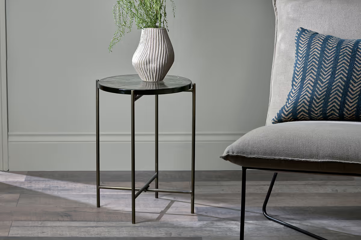 Nkuku - Aluva Glass Side Table - Clear & Antique Brass