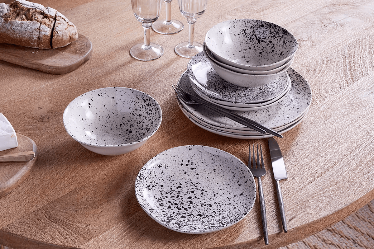Nkuku - Ama Splatter Dinnerware Set - (Set of 12)