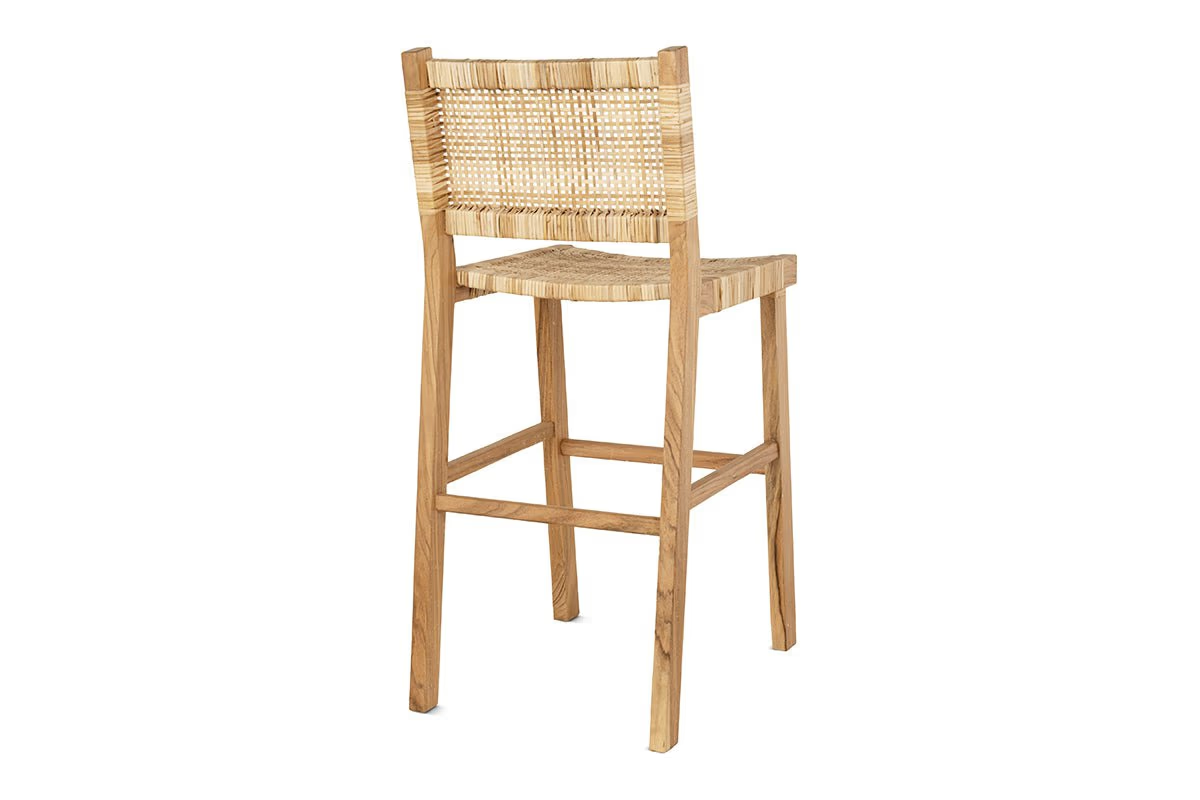 Nkuku - Madrisana Acacia & Rattan Bar Stool