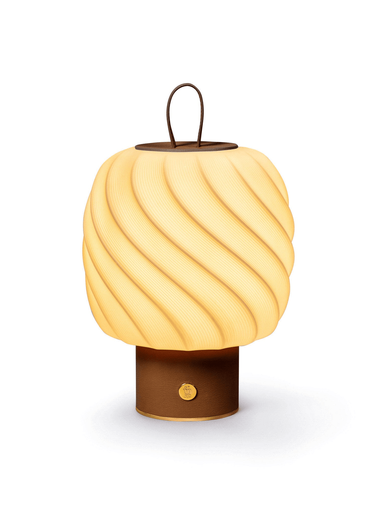 Lladró - Ice Cream Portable Lamp - Medium - Leather in glowing Lladro Porcelain.