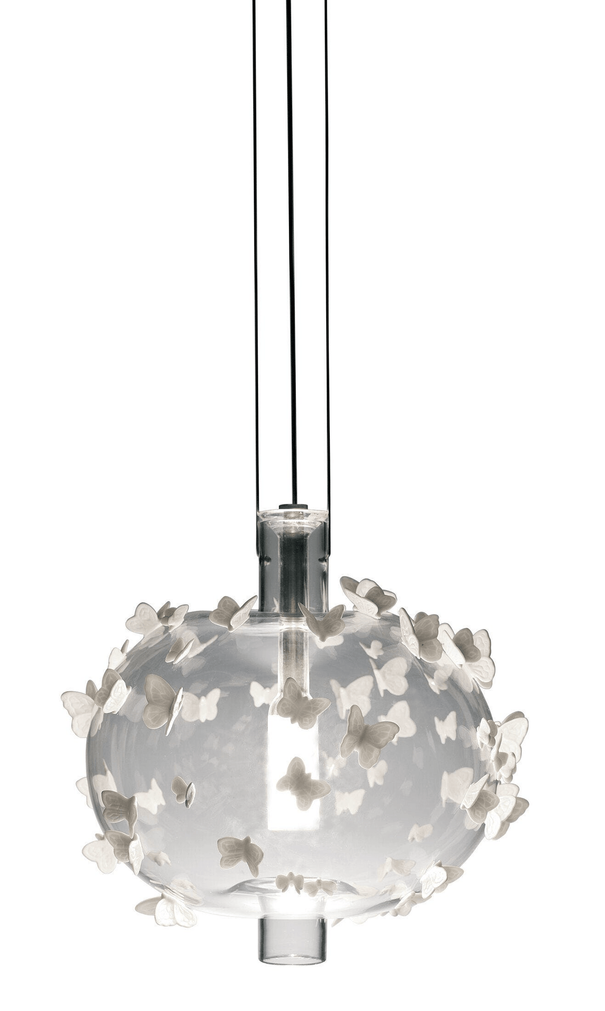Lladró - Freeze Frame Butterflies Pendant Light featuring porcelain butterflies and glass design.