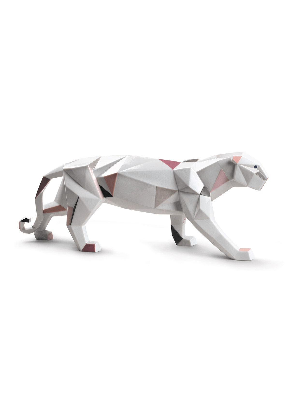 Lladró - Panther Sculpture in geometric porcelain design with colorful accents, showcasing unique craftsmanship.