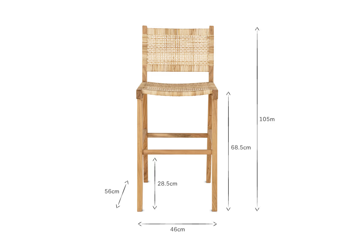 Nkuku - Madrisana Acacia & Rattan Bar Stool