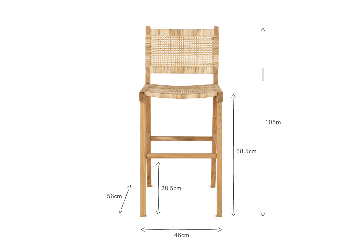 Nkuku - Madrisana Acacia & Rattan Bar Stool