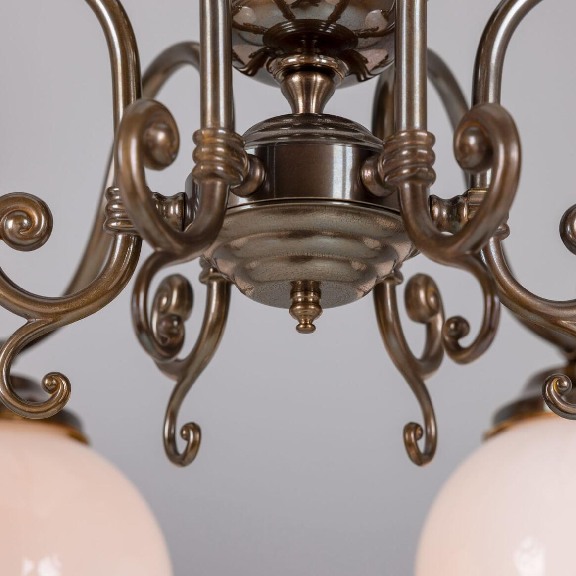Mullan Kilturk Traditional Chandelier with Opal Glass Globes Six-Light - Antique Brass Finish