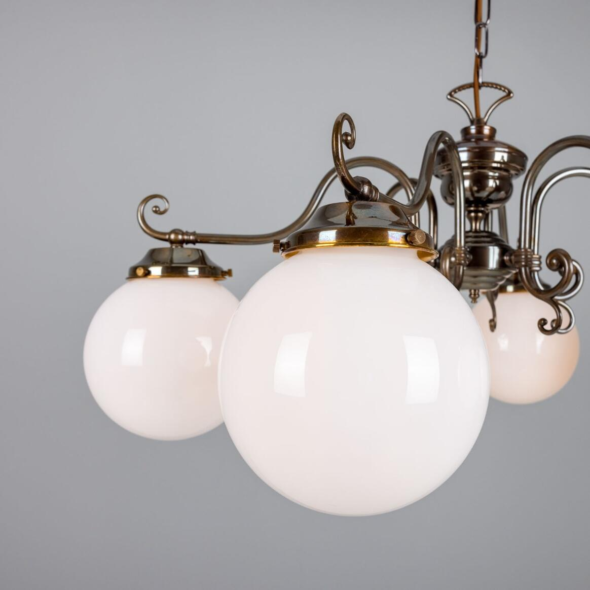 Mullan Kilturk Traditional Chandelier with Opal Glass Globes Six-Light - Antique Brass Finish