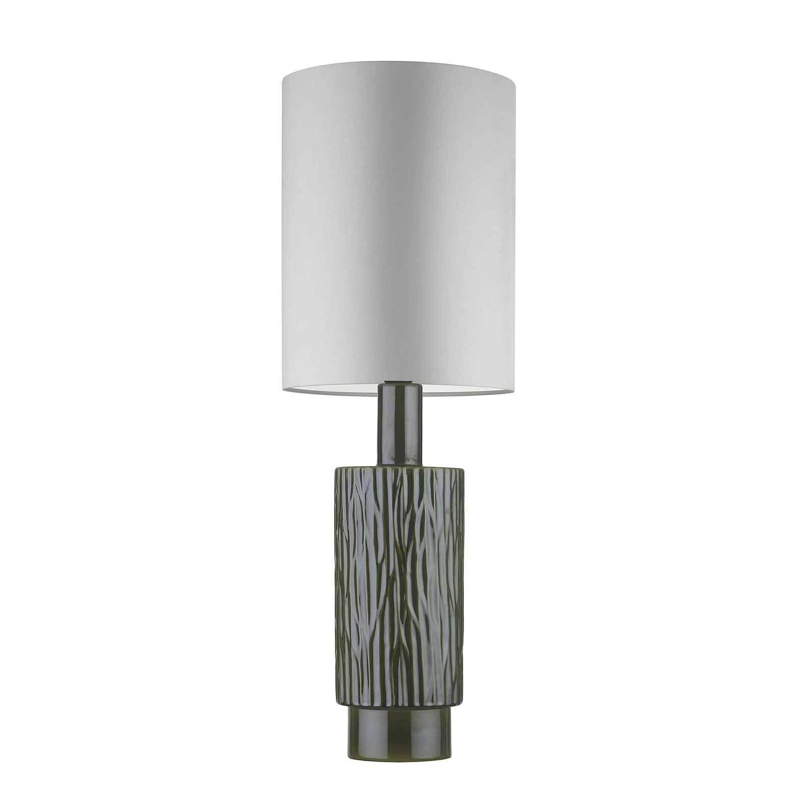 Northern Light - Halsa Table Lamp - Forest Green Reactive Glaze Old English Brass Light Finish - 10" Metro Drum Pearl Grey Shade
