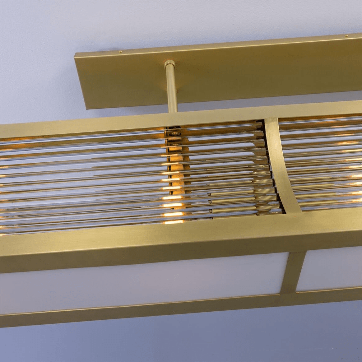 Mullan Lestrade Prismatic Linear Brass Island Chandelier 192cm IP20 - Satin Brass Finish