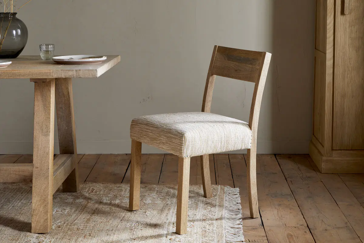 Nkuku - Zoha Cotton & Jute Upholstered Dining Chair - Natural