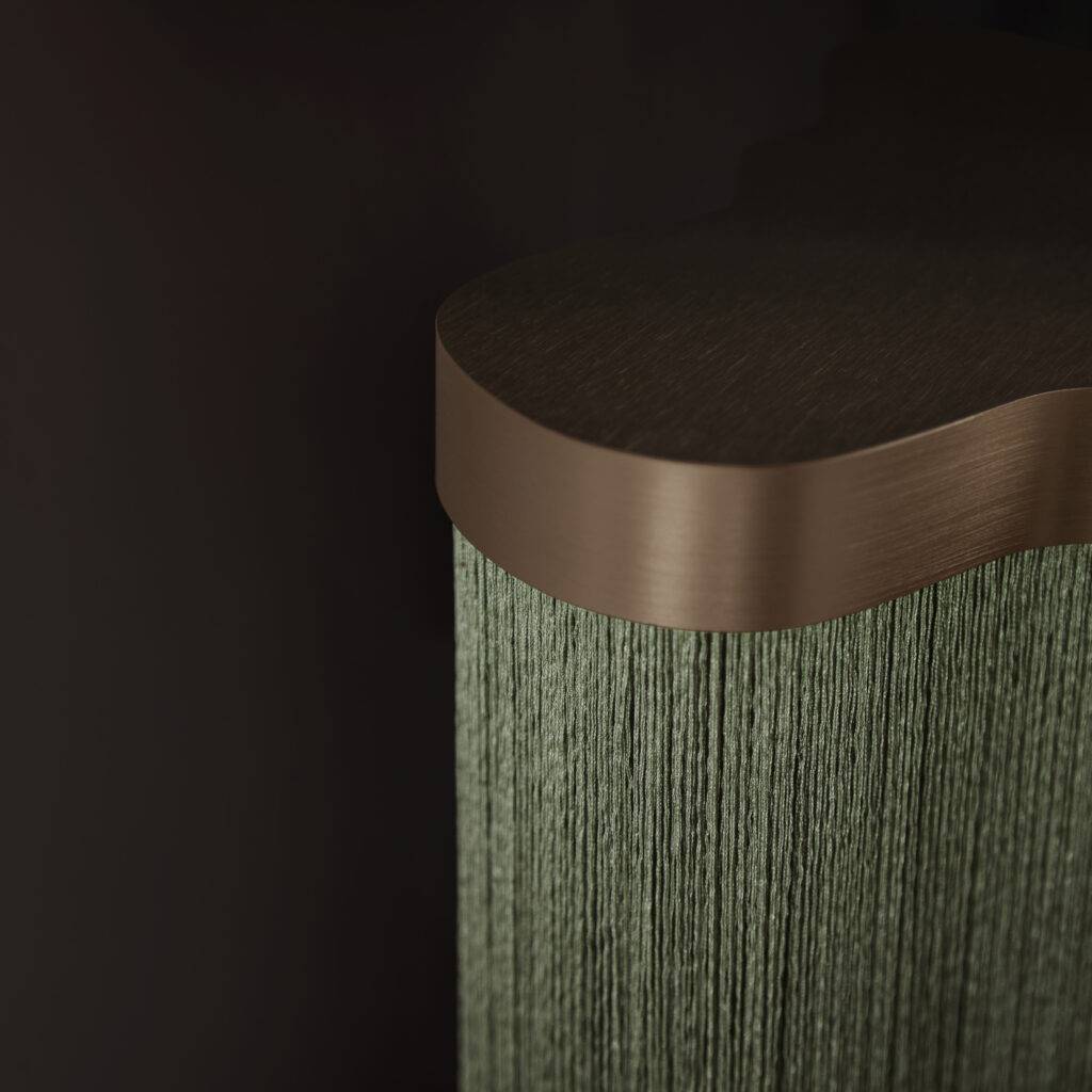 Contardi Arcipelago Suspension Lamp - Bronze Frame - Sage Green Colour Fringes