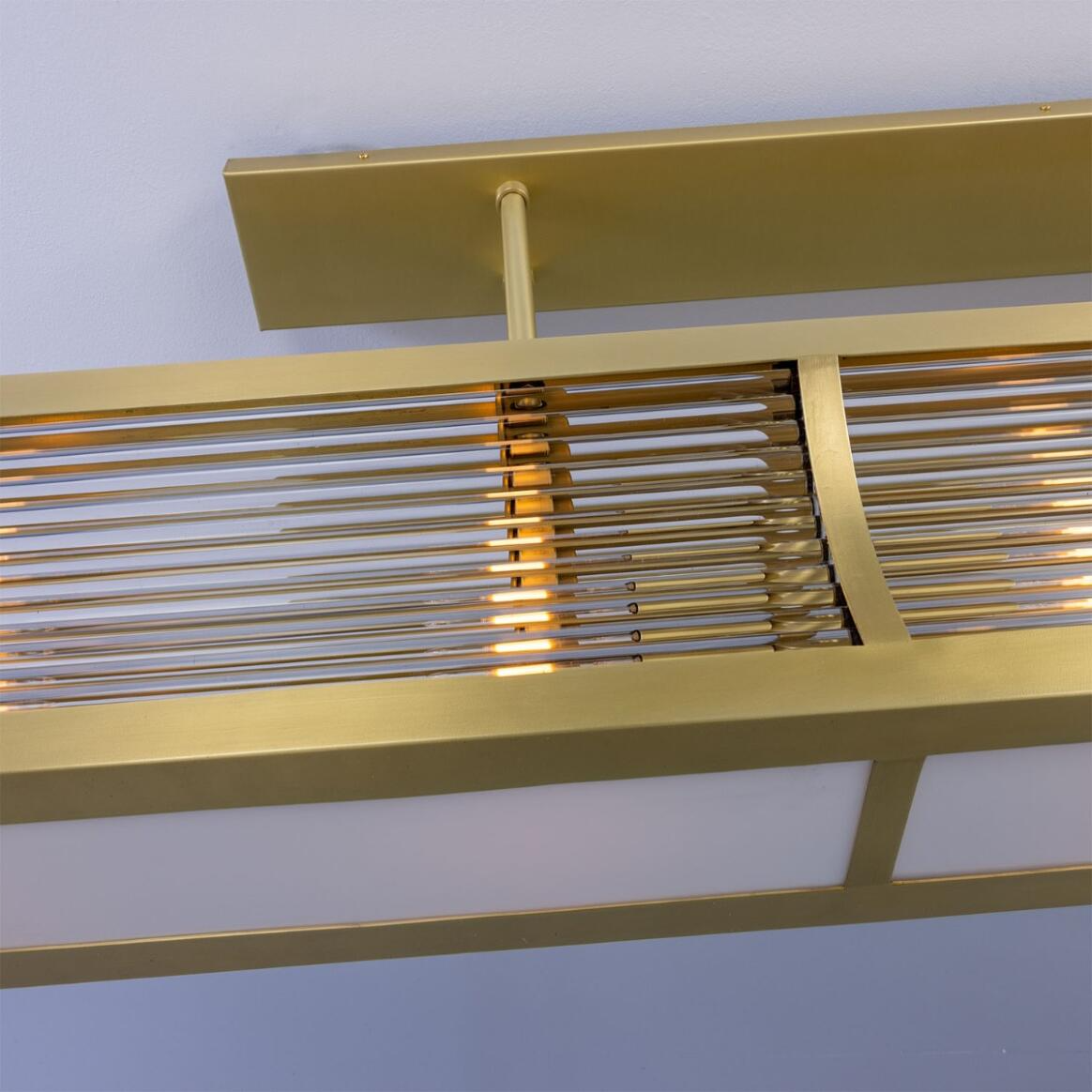Mullan Lestrade Prismatic Linear Brass Island Chandelier 192cm IP20 - Satin Brass Finish