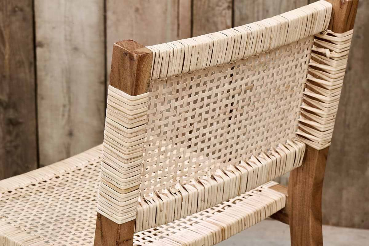 Nkuku - Madrisana Acacia & Rattan Bar Stool