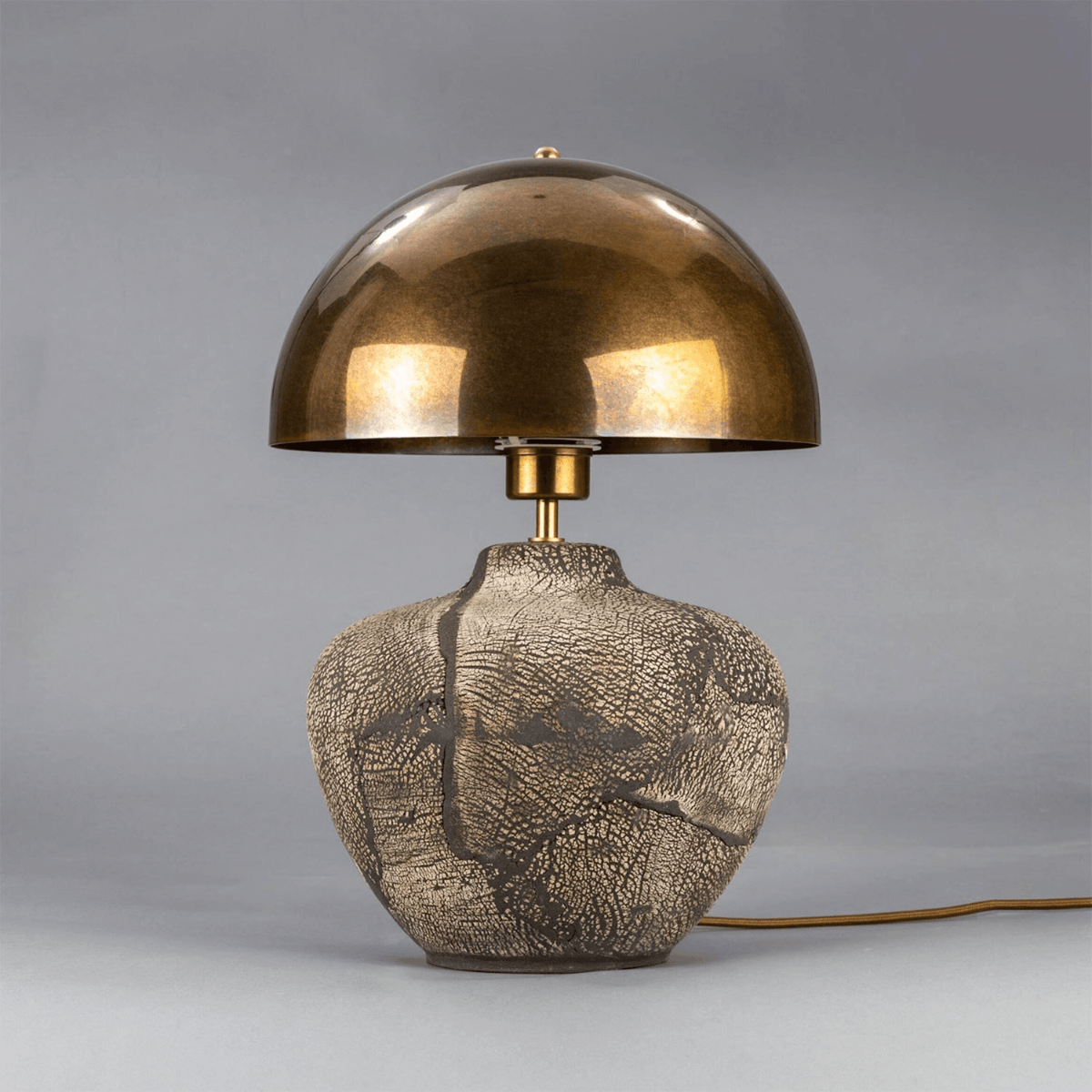 Mullan Lawson Ceramic Table Lamp With Antique Brass Shade - Black Clay