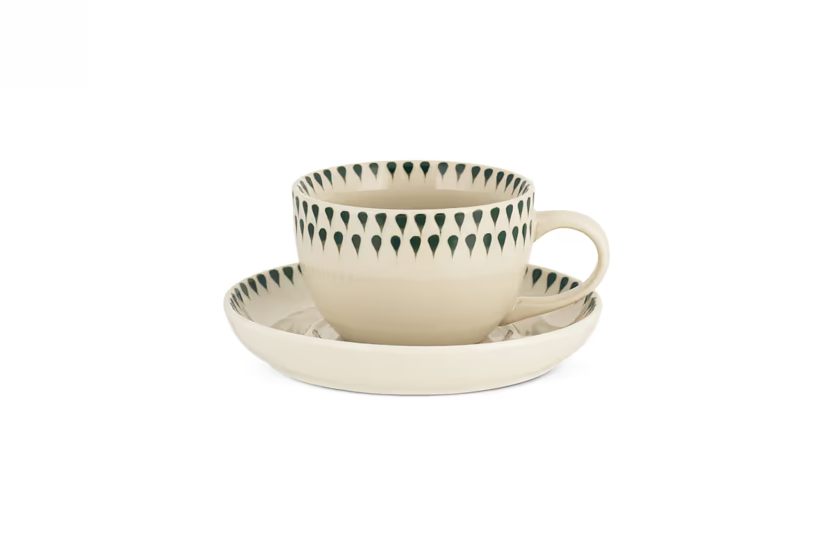 Nkuku - Juniper Drop Cup & Saucer - Cream & Juniper