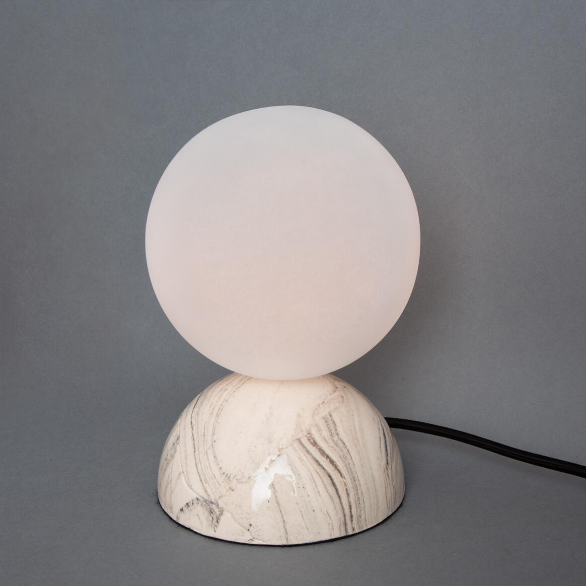 Mullan Ovata Marbled Ceramic Glass Ball Table Lamp - Polished Brass Finish