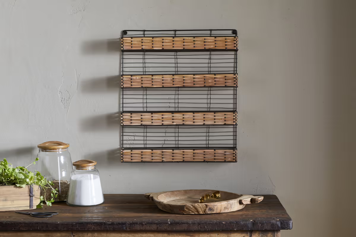 Nkuku - Montali Iron & Rattan Spice Rack - Natural