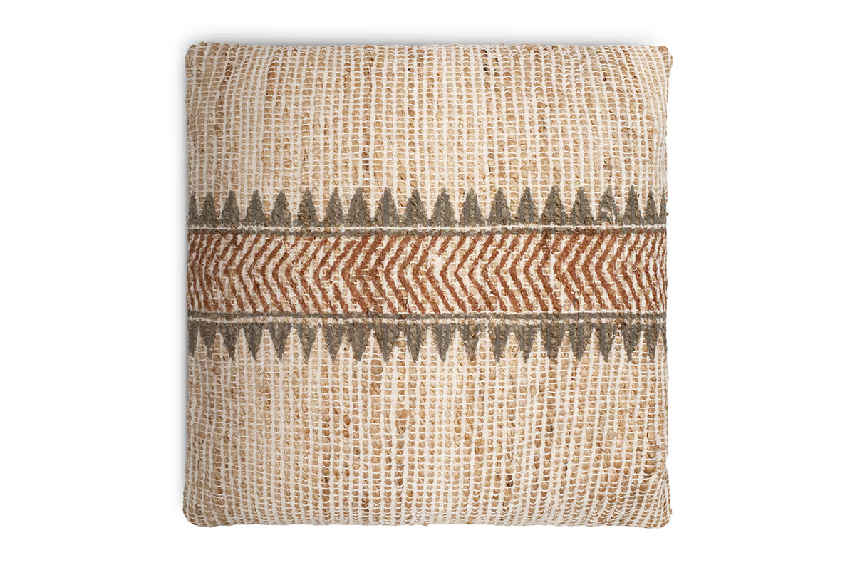 Nkuku - Zairya Jute & Cotton Cushion Cover - Natural & Rust - 50 x 50cm - Without Cushion Inner