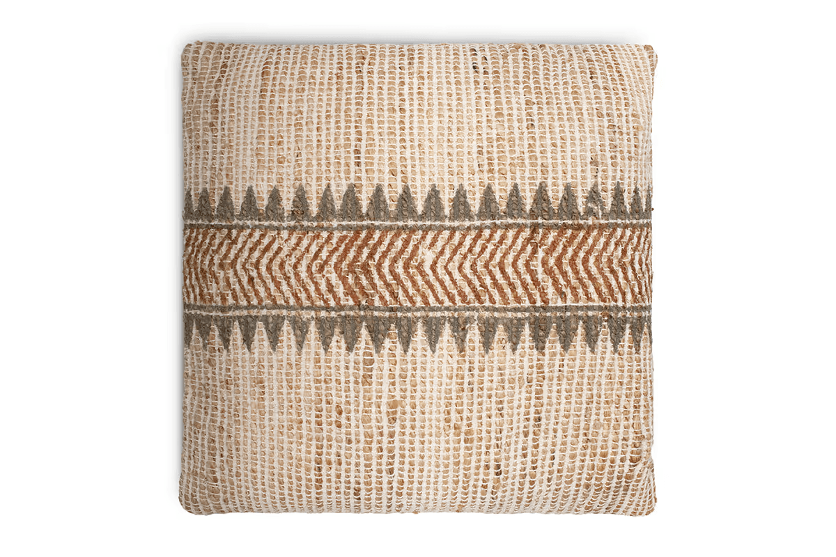 Nkuku - Zairya Jute & Cotton Cushion Cover - Natural & Rust - 50 x 50cm - Without Cushion Inner