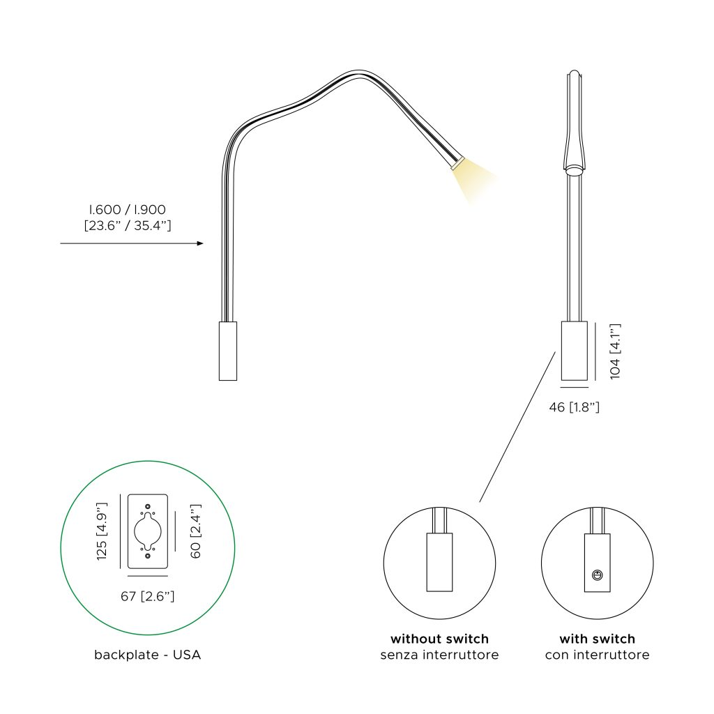 Contardi Lighting Flexiled wall Lamp - l.900 - Satin Bronze - Ivory Leather - Without Switch