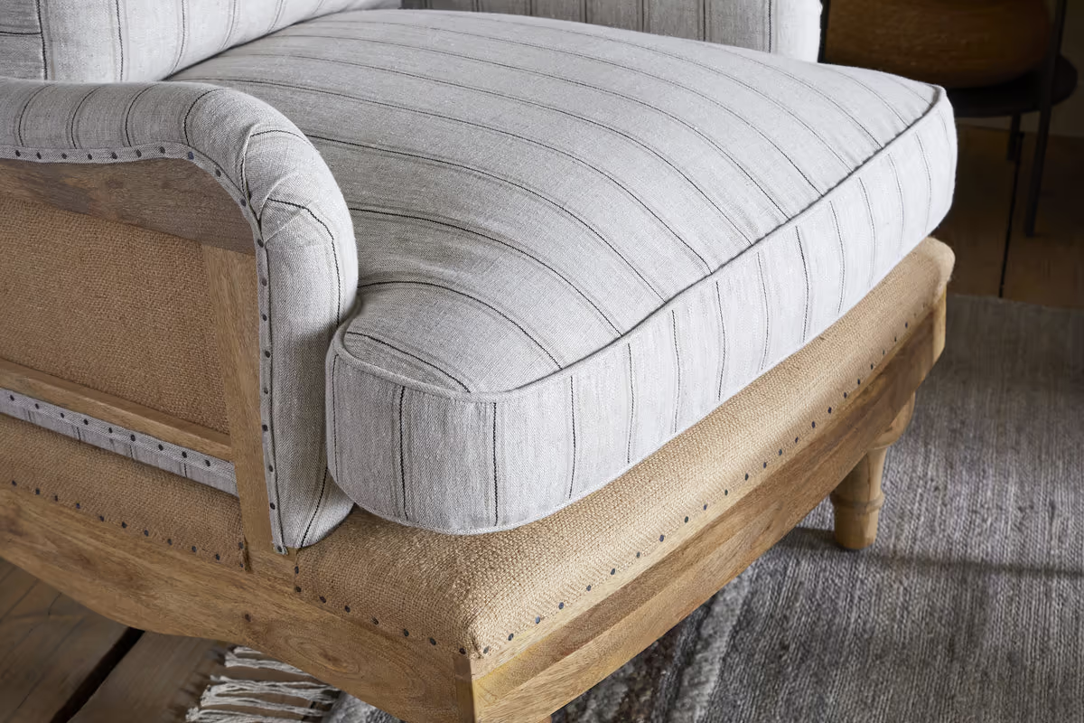Nkuku - Abe Deconstructed Linen Armchair - Stripe - Natural