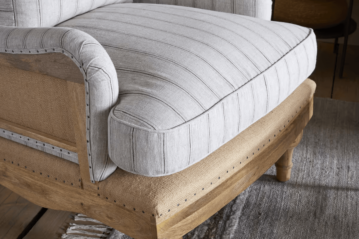 Nkuku - Abe Deconstructed Linen Armchair - Stripe - Natural