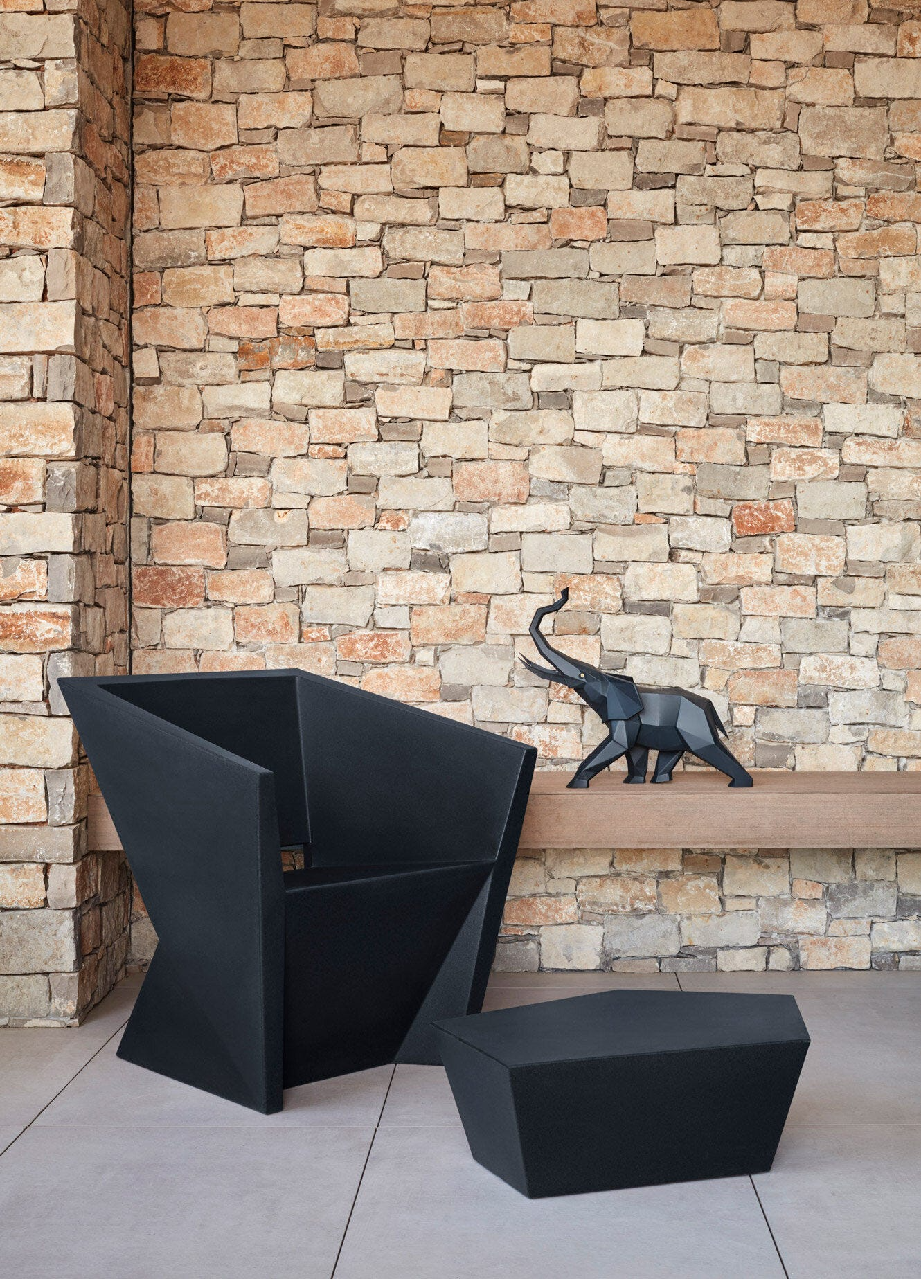 Lladró - Elephant Sculpture - Black matte