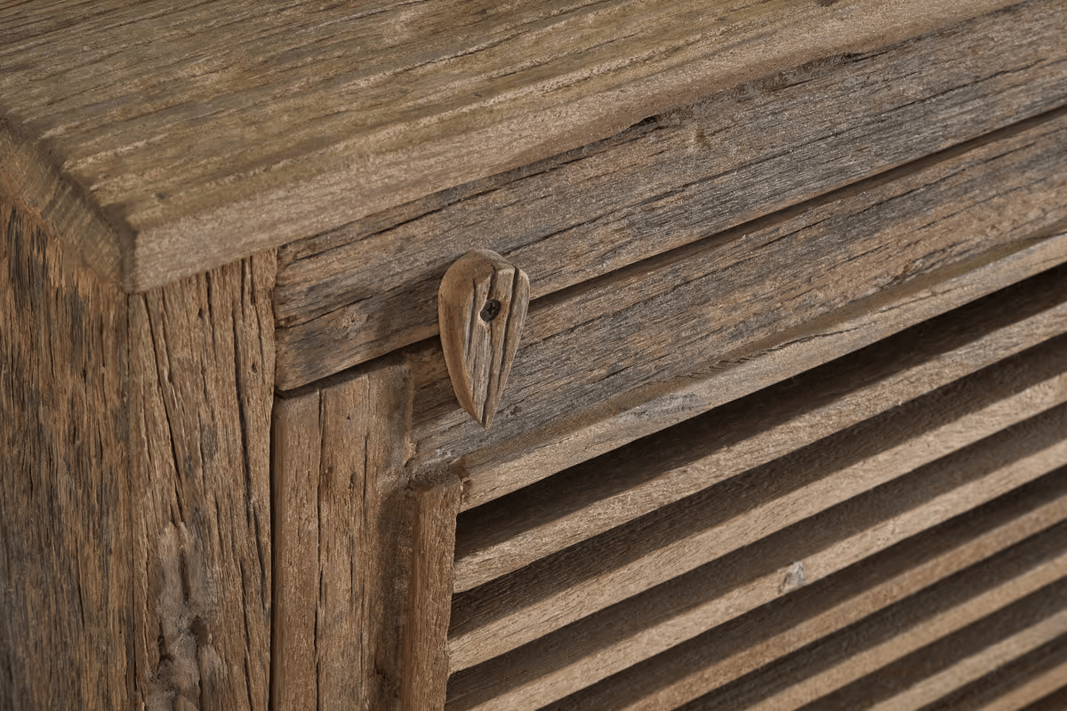 Nkuku - Ibo Reclaimed Wood Slatted Low Cabinet - Natural