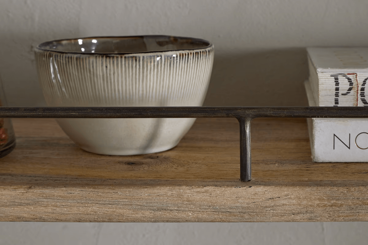 Nkuku - Meera Mango Wood & Iron Gallery Shelf - Natural - Small