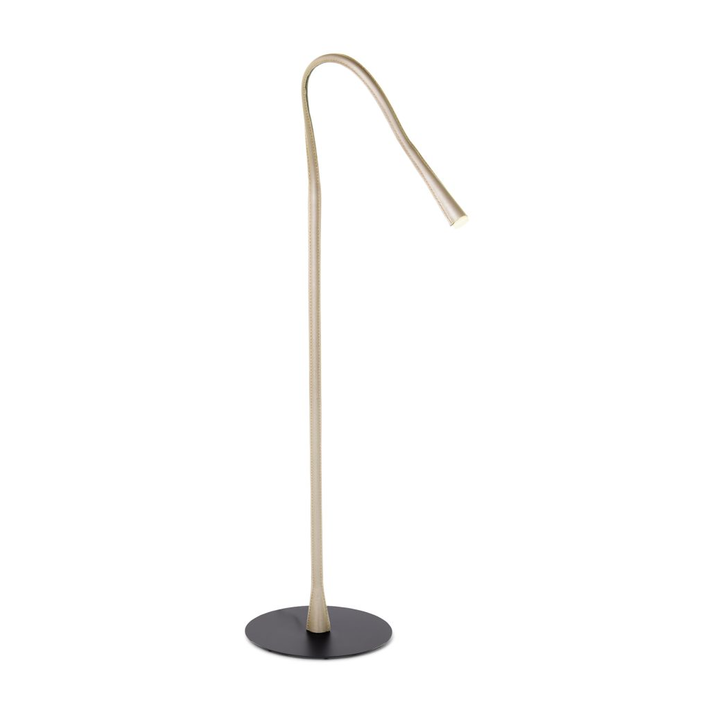 Contardi Lighting Flexiled Floor Lamp - Matt black silk lacquered - Ivory leather