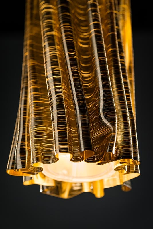 Slamp - Accordéon Vertical Suspension Lamp - Gold