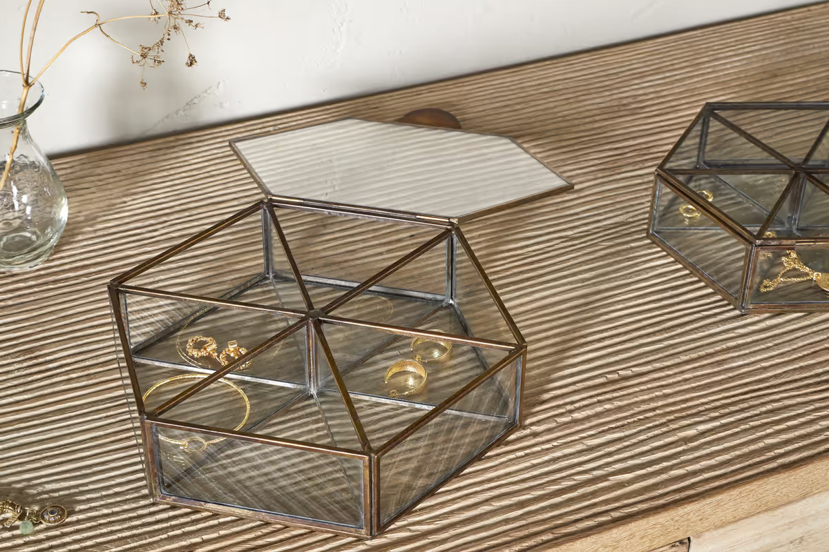 Nkuku - Sitara Jewellery Box - Antique Brass - Small