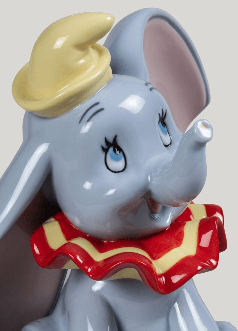 Lladró - Dumbo Figurine in glossy porcelain with colorful details, perfect for collectors of animated characters.