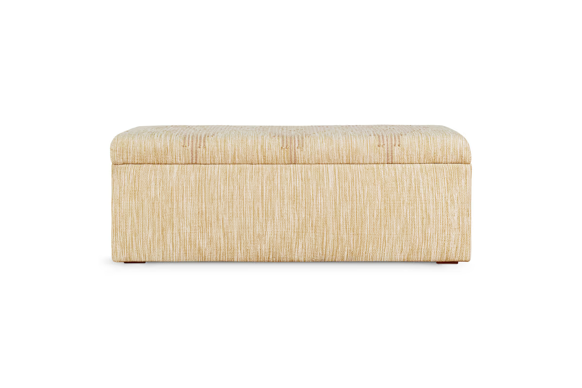 Nkuku - Aranya Cotton & Jute Upholstered Storage Bench - Natural