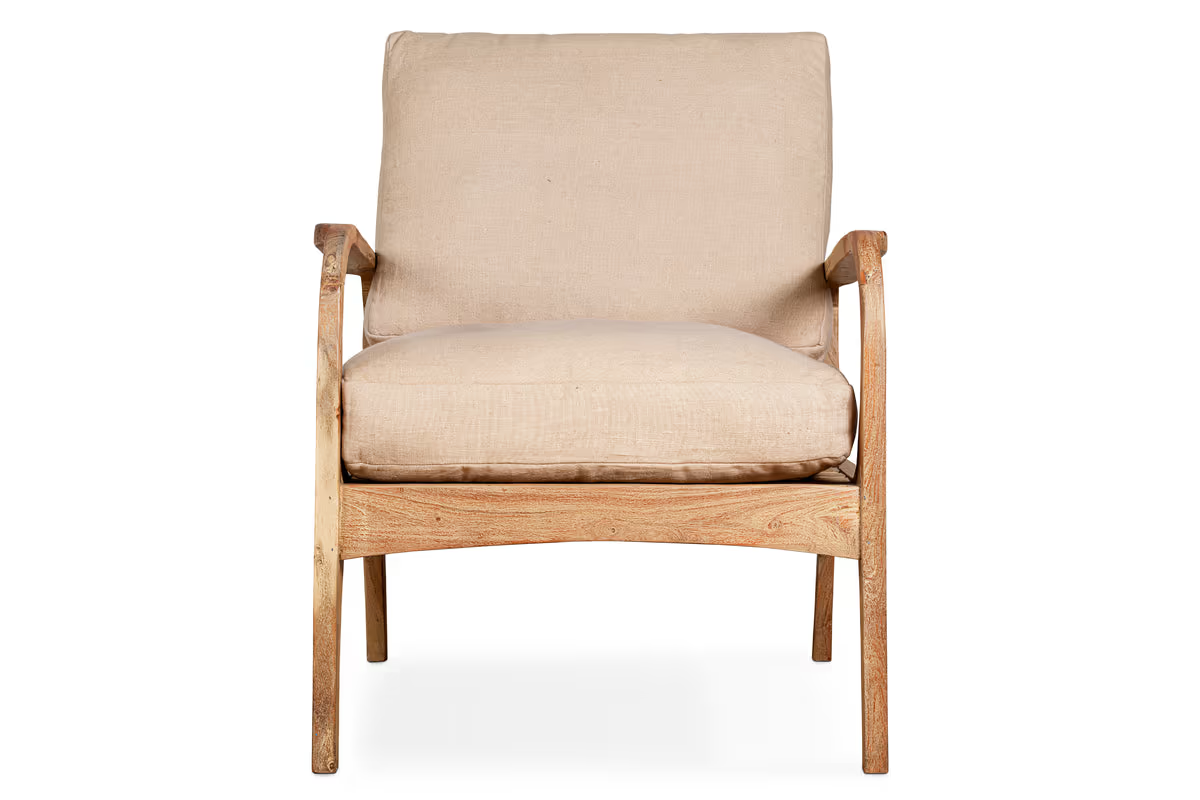 Nkuku - Jaya Acacia Wood & Linen Occasional Chair - Natural