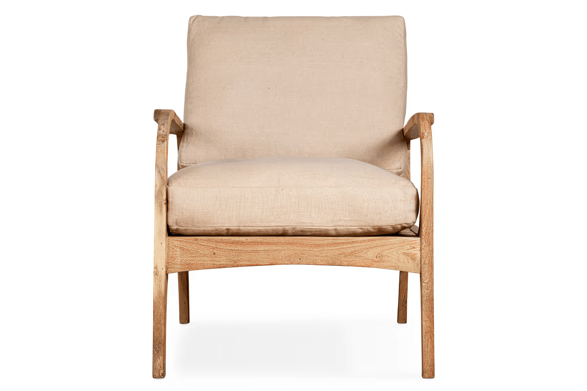 Nkuku - Jaya Acacia Wood & Linen Occasional Chair - Natural