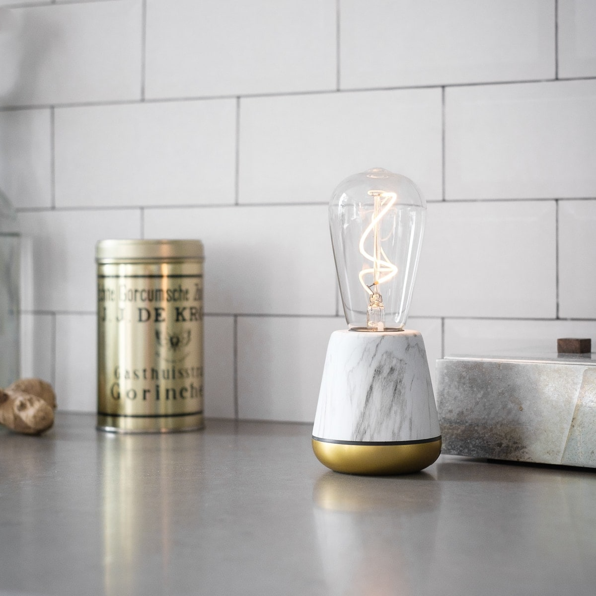 Humble Lights - One Table Light White Marble