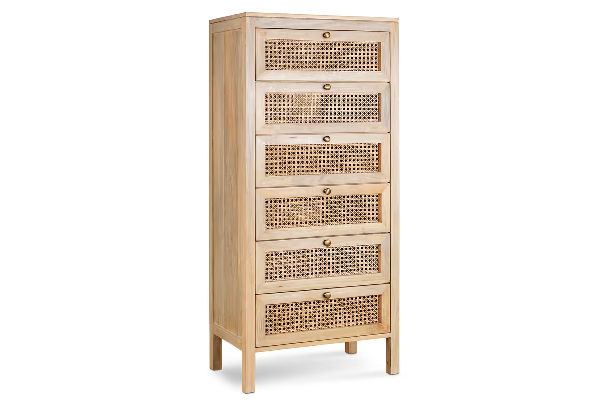 Nkuku - Kanz Mango Wood Tall Boy Chest of Drawers - Natural