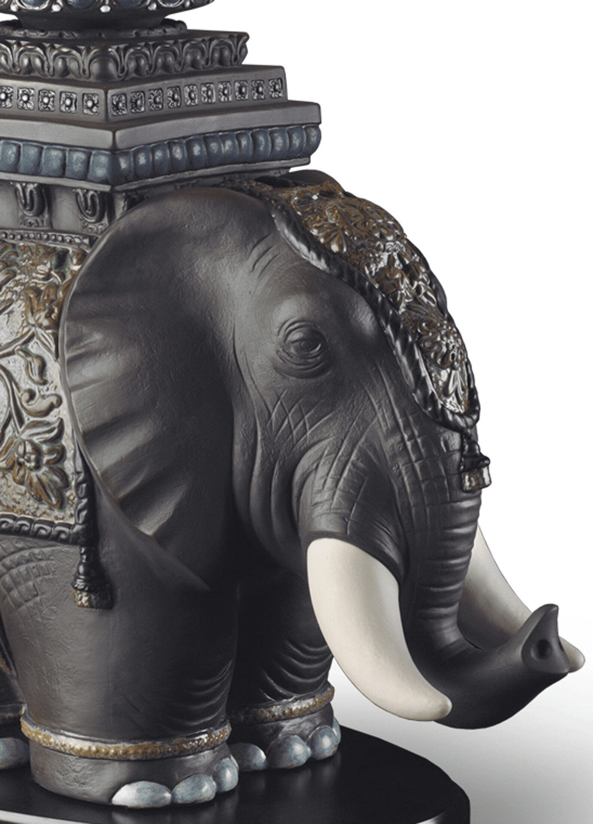 Lladró - Siamese Elephant Table Lamp showcasing detailed porcelain elephant base design.